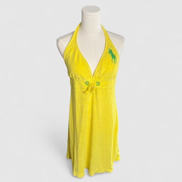 Ralph Lauren Yellow Terrycloth Halter Swim Cover Up Dress - Picture 1 of 8